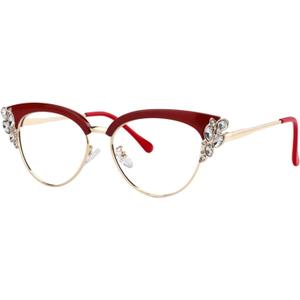 VOOGLAM Cat Eye Blue Light Blocking Glasses for Women with Crystal, Black Stylish Eyeglasse Anti UV Blue Light Eyestrain