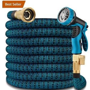 50FT Expandable Garden Hose w/10 Function Spray Nozzle, 2026 New Superior Strength Water Hoses, 3/4" Brass Connectors- Leakproof Lightweight Water Pipe for Outdoor & Gardening(Blue Black)