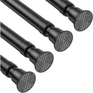 4Pack Spring Tension Curtain Rods 18 to 36 Inch,Black Small Tension Rod,Spring Curtain Rod No Drilling,Adjustable Short Curtain Rods for Window,Kitchen,Closet,Doorway