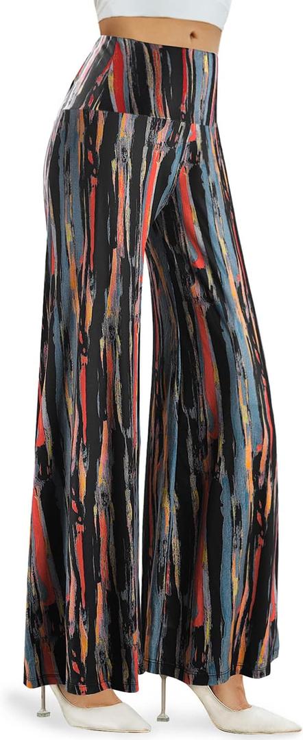 Arolina Women's Stretchy Wide Leg Palazzo Lounge Pants Casual Comfy High Waist Palazzo Pants (Large, Floral 10)