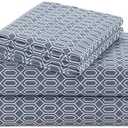 Comfort Spaces 100% Cotton Sheets Queen, Breathable, Naturally Cool Cotton Sheets, Soft Cotton Bed Sheets with 14" Elastic Pocket Fits up to 16" Mattress, All Seasons Sheet Set, Diamond Blue 4 Piece