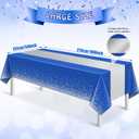 3Pcs Blue and Silver Tablecloth Party Decorations,Plastic Royal Blue Table Cloth Printed Silver Table Runner Disposable Rectangle Tables Cover for Anniversary Wedding Graduation 2025 Party,54x108 Inch