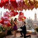 18 Inch Red & Pink & Gold Heart Balloons, 30 Pcs Foil Heart Shaped Balloon Large Foil Valentines Balloons Helium Support for Valentine's Day Wedding Bridal Engagement Party Anniversary Decorations
