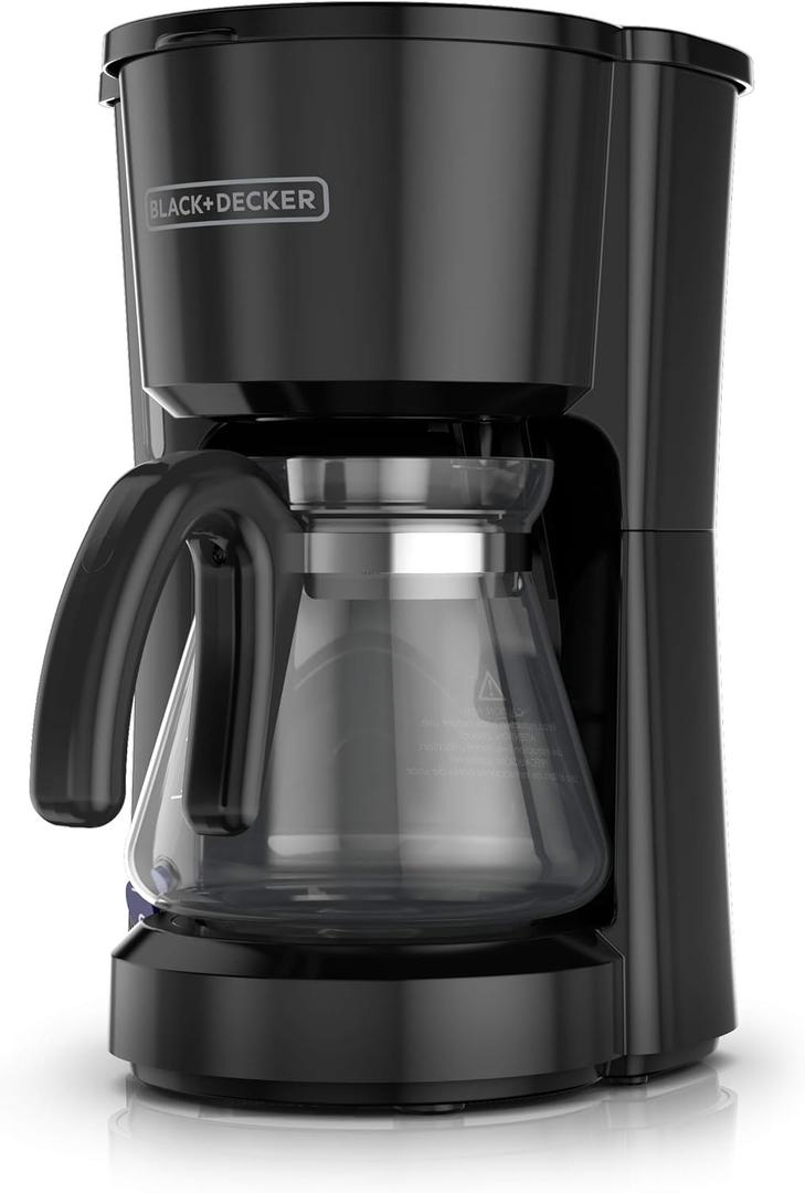 BLACK+DECKER 5-Cup Coffee Maker with On/Off Switch, Sneak-A-Cup Feature, and Easy-View Water Window, Black