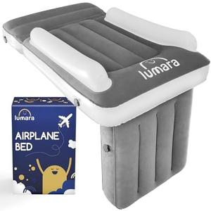 LUMARA Toddler Airplane Bed - Inflatable Airplane Bed for Toddlers, Plane Baby Seat Extender for Kids - Blow Up Air Mattress for Child Flight Sleep with Safety Belt, Innovative Valves, No Pump Needed