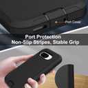 for Pixel 9A Case, 16ft Drop Protection, with Dustproof Port Cover, 3-Layer Shockproof Heavy Duty Phone Case for Google Pixel 9A, Black