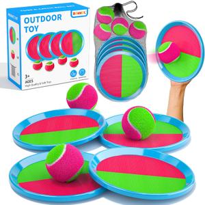 Bennol Toss and Catch Ball Game for Kids, 4 Paddles, 4 Balls & Storage Bag, Outdoor Toys for Ages 3-10, Yard Backyard Beach Games