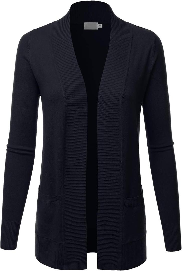 LALABEE Women's Open Front Pockets Knit Long Sleeve Sweater Cardigan (XL)