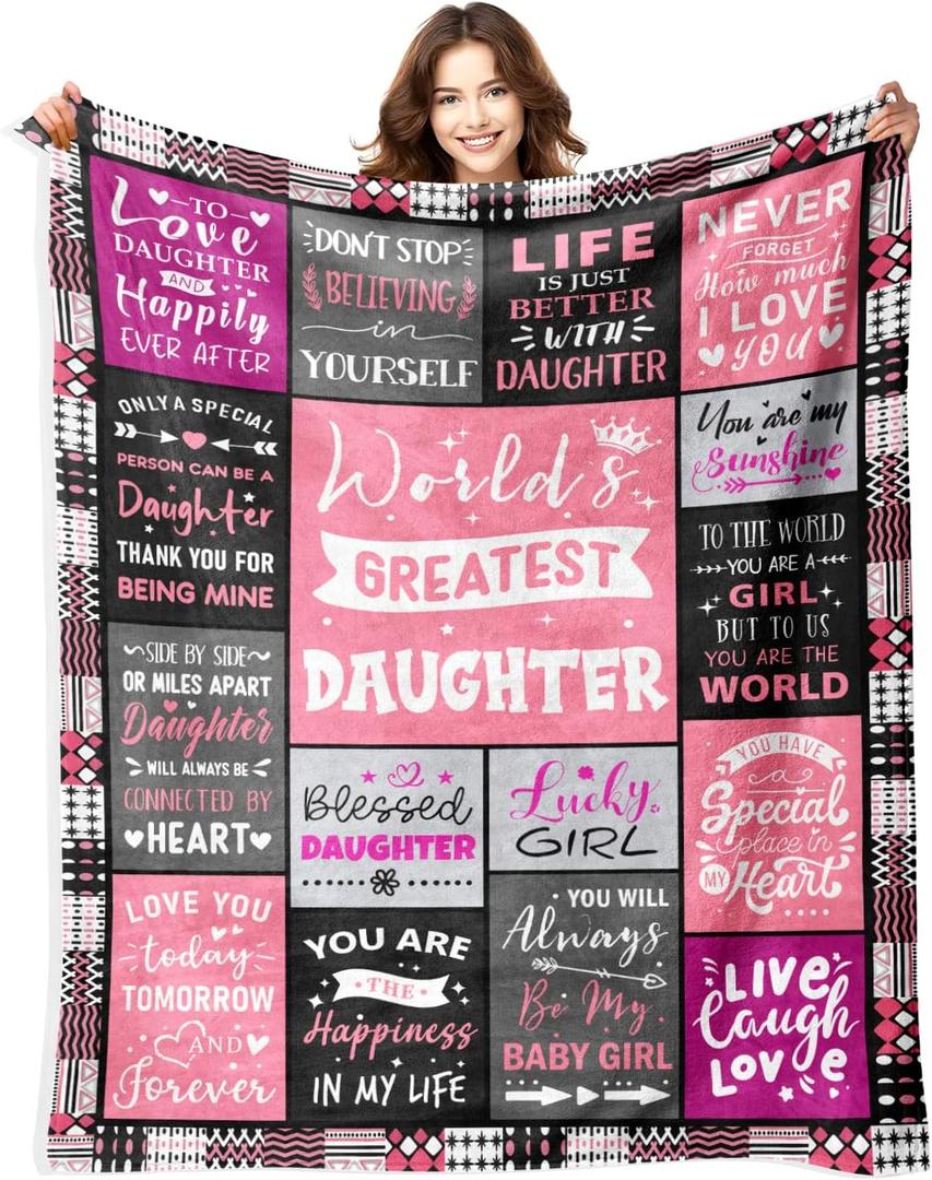Daughter Birthday Gifts - Gifts for Daughters from Mom Dad - Mothers Day Christmas Valentines Day Birthday Unique Presents for Daughters Adult - Best Daughter Ever Blanket - Throw Blanket 50"x60"