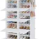 HOMIDEC Shoe Rack, 8 Tier Shoe Storage Cabinet 32 Pair Plastic Shoe Shelves Organizer for Closet Hallway Bedroom Entryway (White)