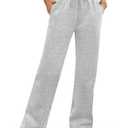 ATHMILE Women’s Fleece Lined Sweatpants Baggy Workout Lounge Pants Drawstring Workout Casual Aesthtic Fall Clothes 2025 Grey L