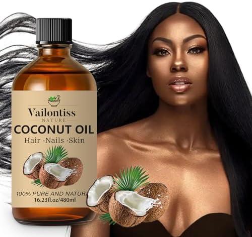 Vailontiss Coconut Oil - Carrier Oil for Hair Growth,Relaxing Massage and Body Oil, Pure Non-Greasy Coconut Oil for All Hair Types and Skin(Coconut Oil, 16 Fl Oz)