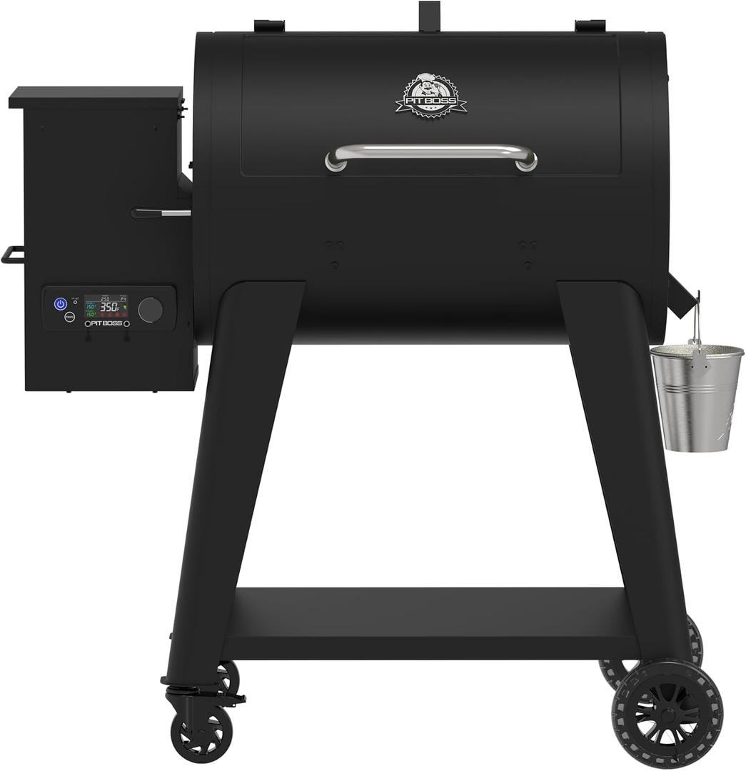 Pit Boss 850 FB2 Series Wood Pellet Grill & Smoker with Flame Broiler and LCD Digital Controller, 840-Sq. In. Cooking Space, 180°F to 500°F Temperature Range, Meat Probe, 21 lb. Pellet Hopper, Black