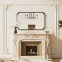 Baroque Antique Black Scroll Wall Mirror 48 x 30 Vintage Rectangle Framed Baroque French Rectangular Mirror for Mantle Fireplace Bathroom Living Room, Horizontal/Vertical