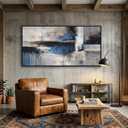Blue Abstract Wall Art for Living Room - Navy Blue Abstract Canvas Artwork for Wall, Large Modern Framed Pictures for Office, Bedroom Blue Paintings Wall Decor 24×48IN