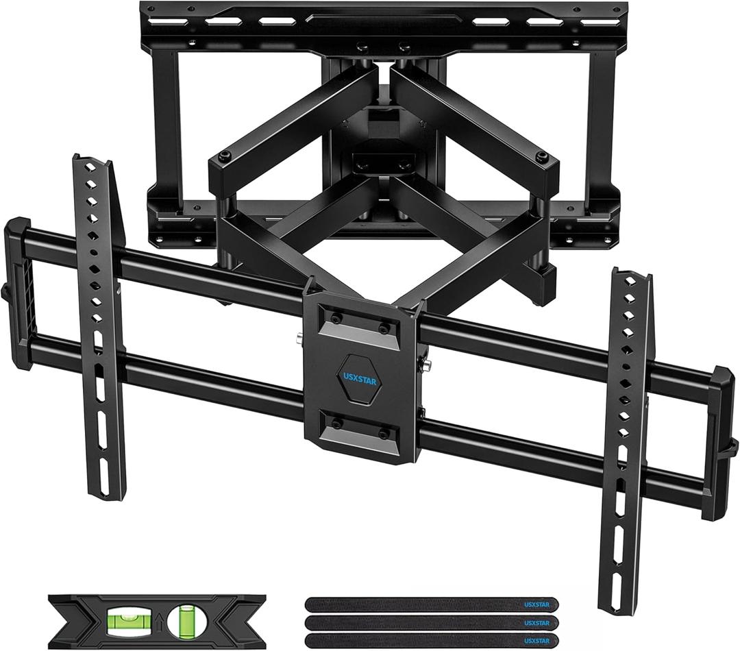 Full Motion TV Wall Mount for 37-84 Inch TVs Mounts Up to 132lbs, Fit 16" Wood Stud, Max VESA 600x400mm, Swivel and Tilt Articulating Wall Mount TV Bracket with Hole Drilling Template (Swivel 37-84inch)