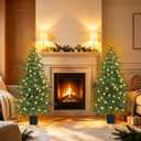 Juegoal 4FT Pre-Lit Artificial Christmas Tree 2 Pack, Norfolk Potted Tree