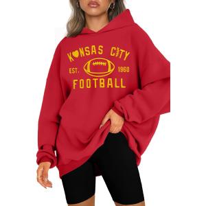 UNIQUEONE Game Day Sweatshirt Women Football Sweatshirts Football Mom Hoodie Touchdown Shirt Casual Crewneck Pullover (Red, S)