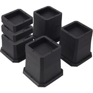 BTSD-home Bed Risers 2, 3 or 4 Inch Heavy Duty Furniture Risers Adjustable Dorm Bed Lifts Risers Table Desks Legs Blocks 4 Pack Black (2,3,4 Inch)