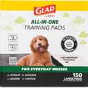 Glad for Pets Black Charcoal Puppy Pads, 23 x 23 Inch, 6-Layer Leak-Resistant Design, Activated Carbon Odor Control, Pheromone Attractant for Potty Training, 150 Count