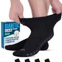 Doctor's Select Diabetic Ankle Socks with Grippers for Men and Women - 4 Pair 1/4 Length Neuropathy Socks for Women (Large)