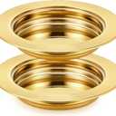 Zhehao 2 Pcs Communion Plates for Church Communion Bread Tray Plate Church Supplies Set Polished Stainless Steel Tray (Gold)