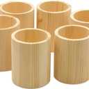 6-Pack 4 Inch Round Wood Pen Holder Unfinished Wooden Pencil Holder for DIY Crafts (3x3x4 Inches)