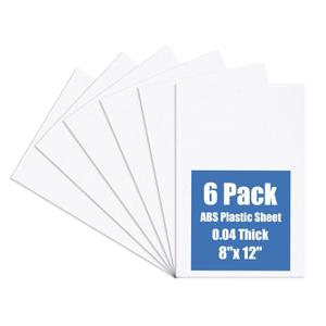 KINLINK Plastic Sheet 8" x 12" x 0.04", White PVC Board Flexible Moldable Impact Strength and High Tensile 1/ 25" Thick (1mm) for Crafts Materials Home Decor and Handicrafts, Abs Plastic Sheets 6 Pack