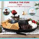 Kusini 2 in 1 Electric Fondue Set & Smores Maker Tabletop Indoor Kit with Removable Trays & 4 Skewers Smores Station Chocolate Melting Pot - Unique Couple Gift Set Idea, Date & Movie Night Supplies