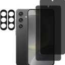 SALMERB[2+2 Pack Privacy Screen Protector Designed for Samsung Galaxy S24, And Camera Lens Protector, [No bubbles] [Fingerprint ID Compatible] Premium Tempered Glass Screen Protector,for Galaxy S24