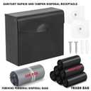 2 x Sanitary Napkin Disposal Receptacle with Hygiene Disposal Bags and Trash Bag,9.4x7.8x3.5 inches Stainless Steel Wall Mounted Feminine Hygiene Disposal Trash Can Bin for Bathroom,Office (Black)