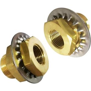 Legines Brass Pipe Fitting, Bulkhead Coupling Tank Fitting, 3/8" NPT Female, 1.31" Length (Pack of 2)