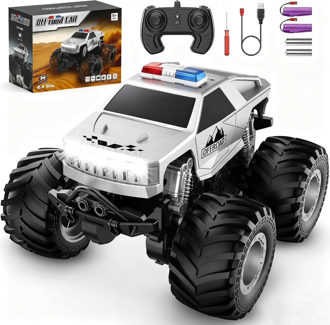 Remote Control Car, All Terrain Remote Control Truck, RC Cars with 360 Degree Spins, Pickup-Style Toy Car with Light, Rechargeable RC Truck for Boys Girl Kids 4-7 8-12 6-8