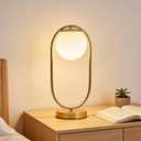 Mid Century Modern Table Lamp White Glass Shade Nightstand Lamp Small Gold Table Lamp for Bedside Bedroom Living Room Office