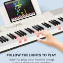 The ONE Smart Keyboard COLOR 61 Lighted Keys Piano Keyboard, Electric Piano for Beginners with 256 Tones, 64 Polyphony, Built-in LED Lights & Apps, Supports USB MIDI/Headphones (White), 11.73 x 35.12 x 3.37 inches