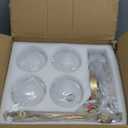 4 Lights Modern Gold Sputnik Chandelier, L31 '' Large Mid Century Long Ceiling Pendant Light Fixtures with Milk Glass Globe Shades for High Ceiling Living Room Foyer Dining Room Bedroom