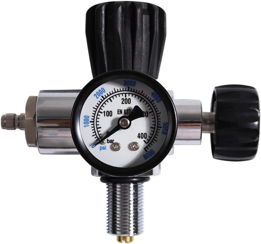 TUXING 6000PSI High Pressure PCP Paintball Fill Station, 6000PSI Gauge, Stainless Steel Valve HPA CO2 Tank DIN Charging System (M18*1.5)