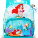 The Little Mermaid Mini Backpack - 10" Exclusive Woven Small Backpack with Front Pocket and Button Bundle | Adjusts to Fit Women, Teens, Girls, Kids