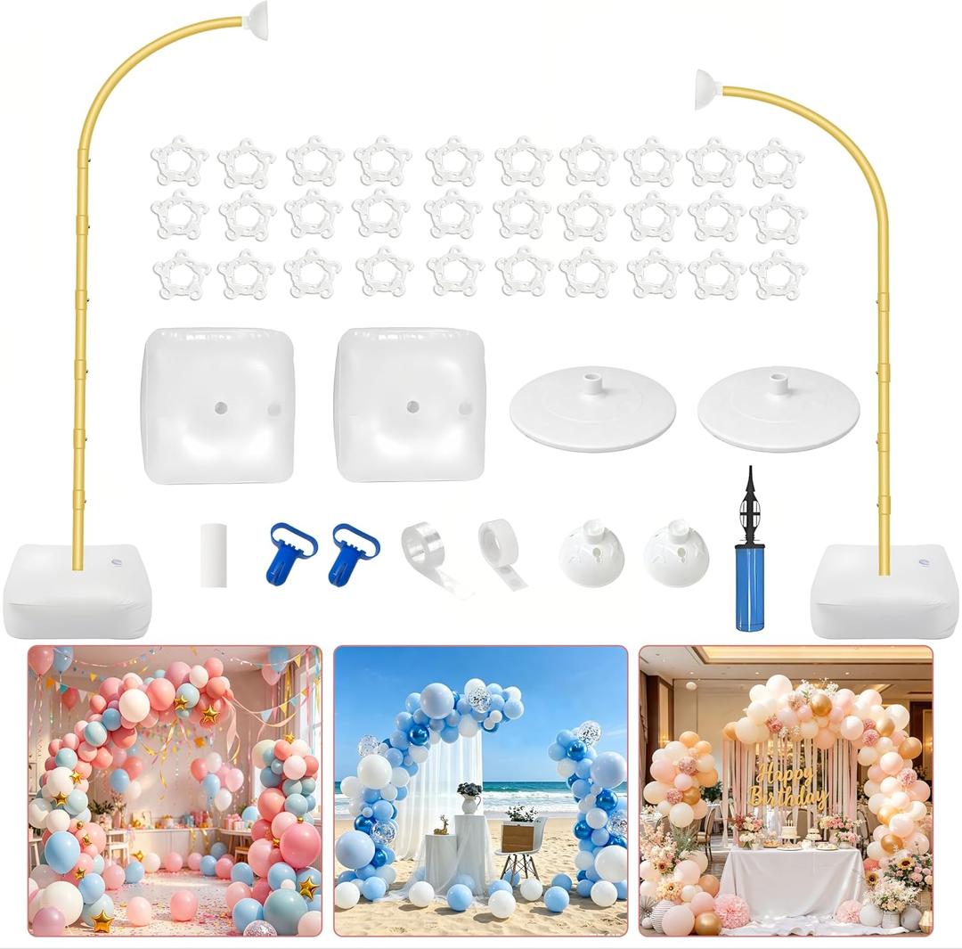 Balloon Arch Kit,Adjustable 8.2FT & 6FT Half Balloon Arch Stand with Base for Birthday Wedding Baby Shower Graduation Party Decorations(Gold)