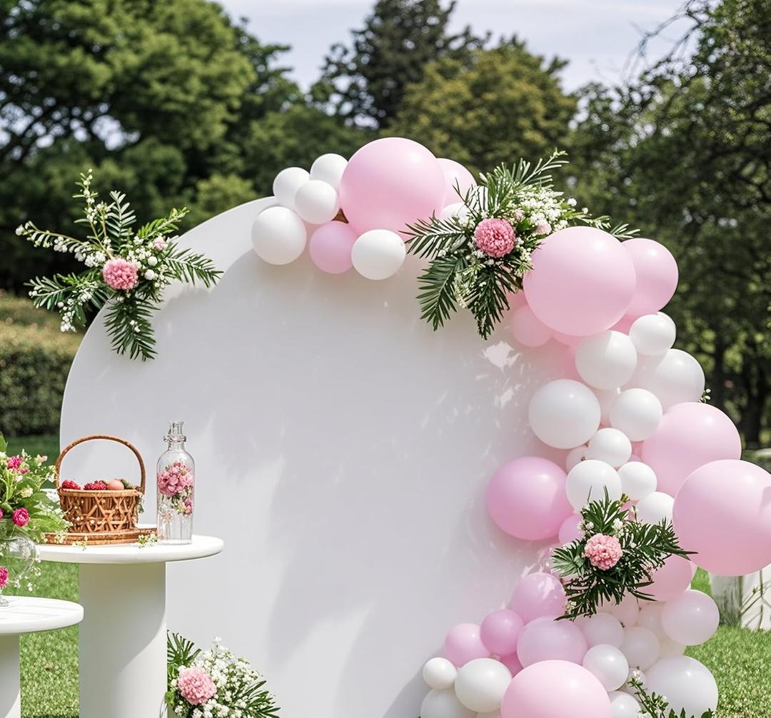 6.6 FT Round Backdrop Cover White Spandex Round Arch Cover Fitted Stretch Wedding Arch Backdrop Covers for Baby Shower Bridal Shower Birthday Party Gender Reveal Decoration