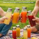 Zukro Glass Water Bottles with Lids 10.5 oz, 4 Pack Reusable Clear Glass Small Juice Bottles With Stainless Steel Cap for Juicing, Milk, Ginger Shot, BPA Free Leak Proof 300ml Drinking Jar