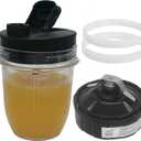 Replacement Flat/milling blade and 12oz cup with spout lid,Nutri Ninja Pro blender BL451 30 DOB/BL455 30 DOB/BL456 BRN 30 DOB/456 69 DOB/ BL482 30 DOB (6fins Female Gear/ 30 DOB Series)