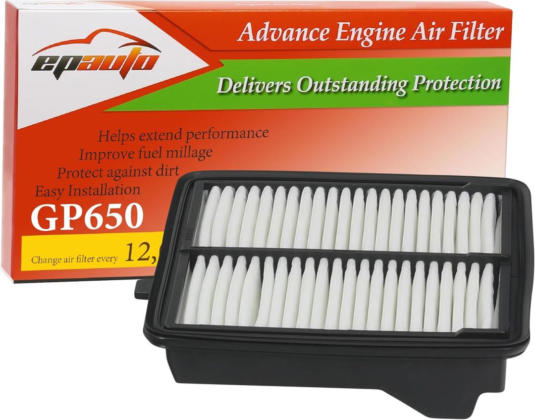 EPAuto GP650 (CA10650) Engine Air Filter Replacement for Honda Fit Gas (2009-2014)  Rigid Panel Filter for Improved Engine Airflow, Fuel Efficiency, and Engine Protection