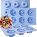 LGQUK Jello Mold, 3pcs Silicone Fluted Tube Cake Pans, 6-Cavity Non Stick Silicone Baking Molds for Cupcake, Donuts,Muffin, Cornbread, Brownie, Jellies (Blue, Fluted Tube)