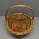 Handwoven Wicker Harvest Basket with Handle, Natural Storage and Picnic Basket, 15.7x13x15 Inches