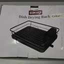 Stainless Steel Dish Drying Rack for Kitchen Counter, Sink Organization and Storage Essentials with Silverware & Utensil Holder, Home and Apartment Decor, 12''W x 15.5''L, Black 