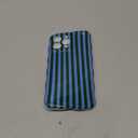 for iPhone 14 Case, Cute Striped Pattern and Curly Wavy Edge Aesthetic Gloss Phone Case, Stylish Slim Shockproof Soft TPU Protective Cover for iPhone 14, Blue Green