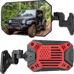 JOYTUTUS Red Wrangler Side Mirrors Doors Off Compatible with 1997-2018 Wrangler TJ JK JK Unlimited, Wider View No Vibrate & Wobble, Breakaway Design for Off-Road (Does Not Fit on Doors)