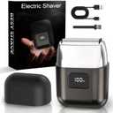 Electric Foil Shavers for Men: Mini Electric Razor with 3 Floating Blades, LED Display, Dual Speed - IPX7 Waterproof Wet/Dry Cordless Razor, USB Fast Charging, Travel Lock (Grey)