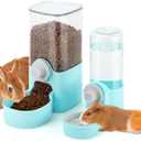 YUEPET Rabbit Food Water Dispenser, Large Capacity Bunny Feeder for Cages Automatic Rabbit Water Dispenser Suitable for Rabbits Ferrets Guinea Pigs Small Animals(Blue)